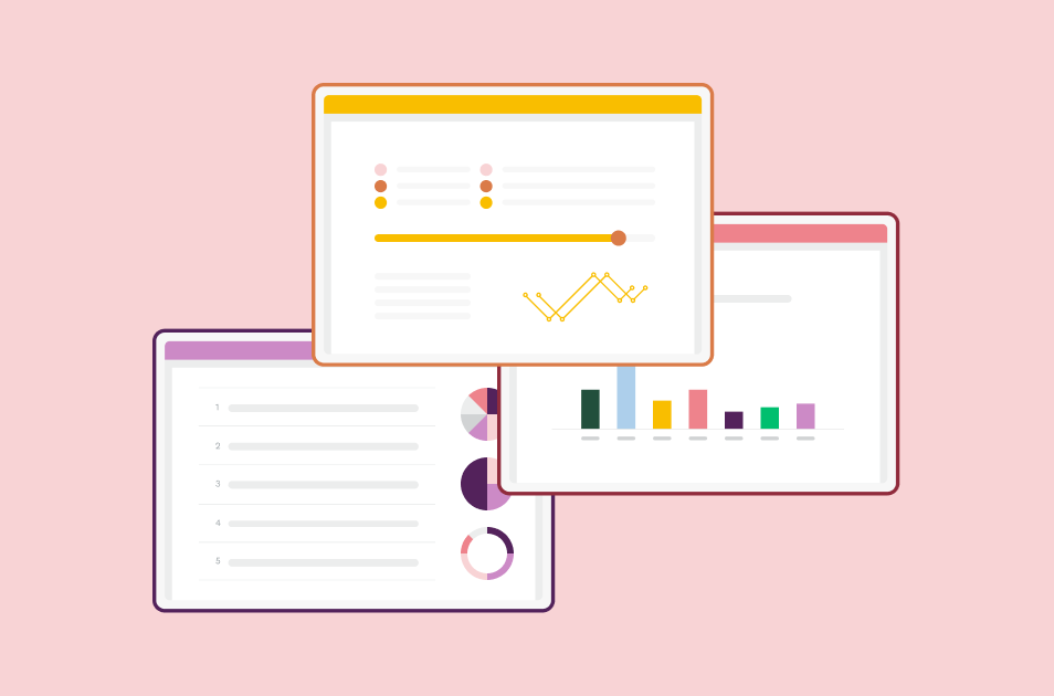 Trois captures d’écran SurveyMonkey représentant des pages d’analyse