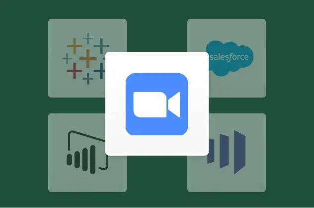 Значок Zoom на фоне значков Tableau и Salesforce