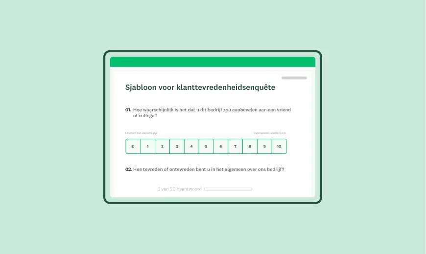 Screenshot van een SurveyMonkey-enquêtesjabloon over de klanttevredenheid