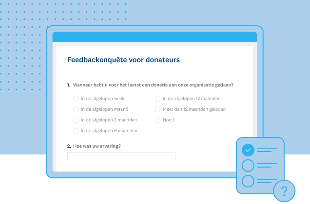 Screenshot van een SurveyMonkey-enquêtesjabloon voor feedback van donateurs
