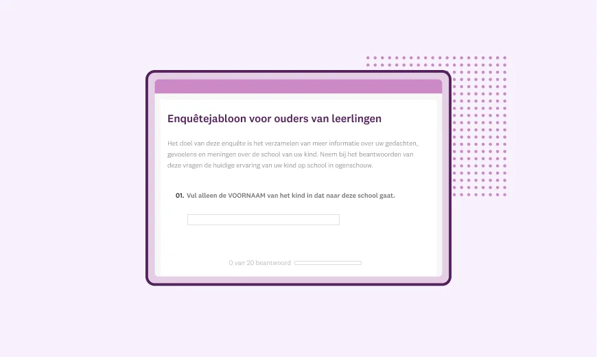 Screenshot van een SurveyMonkey-enquêtesjabloon voor ouders van schoolgaande kinderen