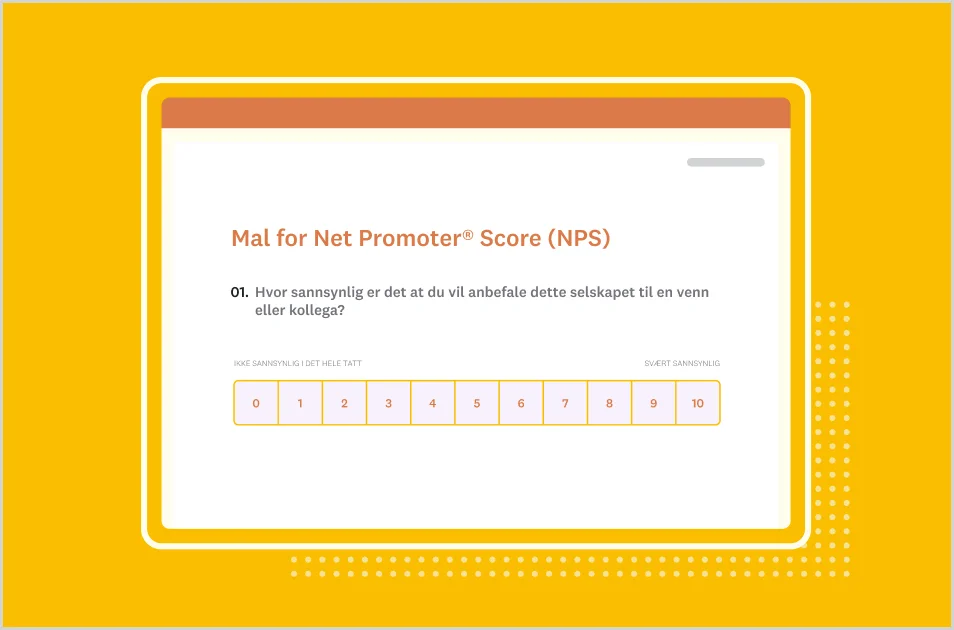 Skjermbilde av SurveyMonkey-mal for NPS-spørreundersøkelse.