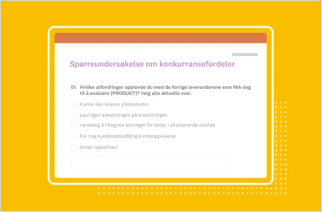 Skjermbilde av SurveyMonkeys spørreundersøkelsesmal for konkurransefordeler
