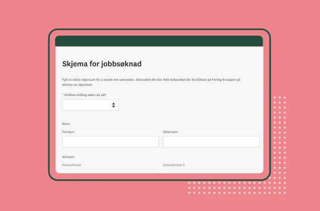 Skjermbilde av SurveyMonkeys skjemamal for jobbsøknad