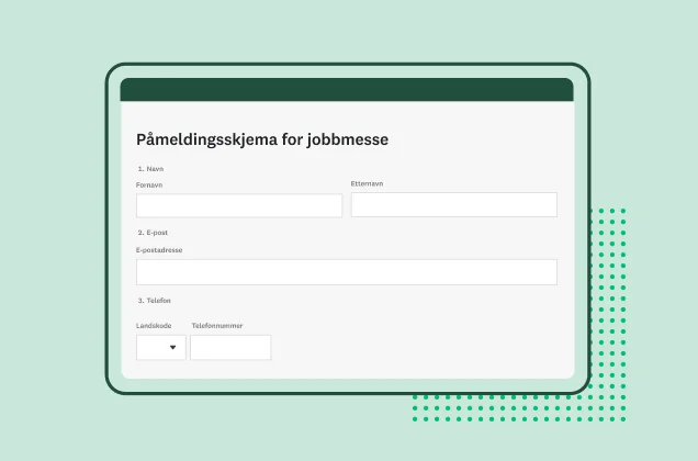Skjermbilde av SurveyMonkeys mal for påmeldingsskjema for jobbmesse