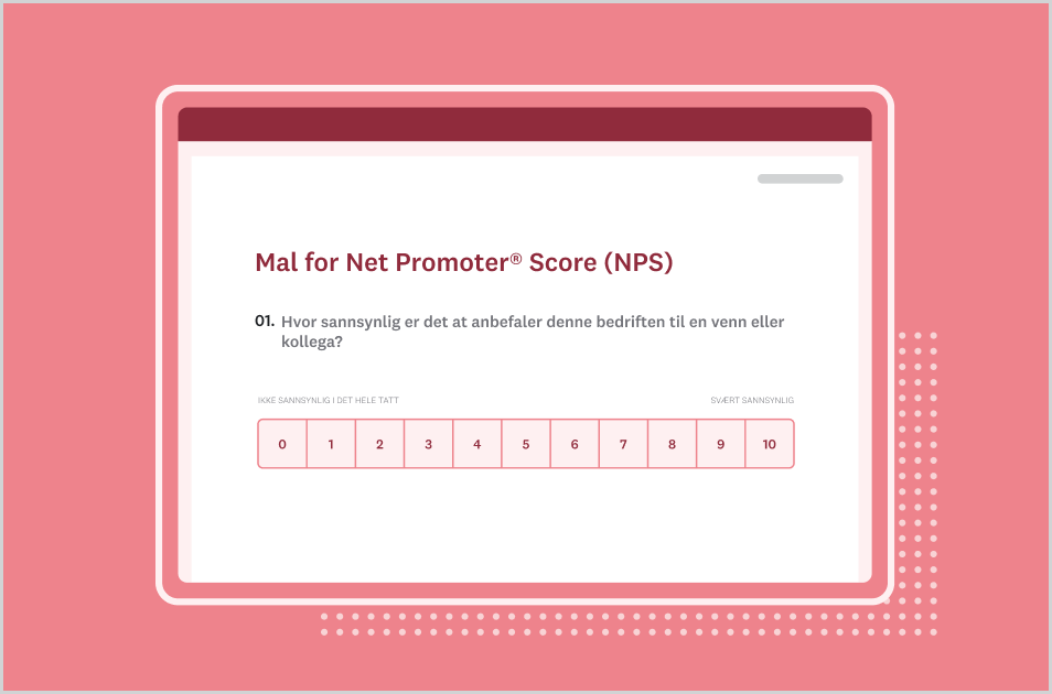 Skjermbilde av SurveyMonkey-mal for Net Promoter Score (NPS)-spørreundersøkelse