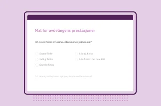 Spørreundersøkelsesmal for avdelingsprestasjoner