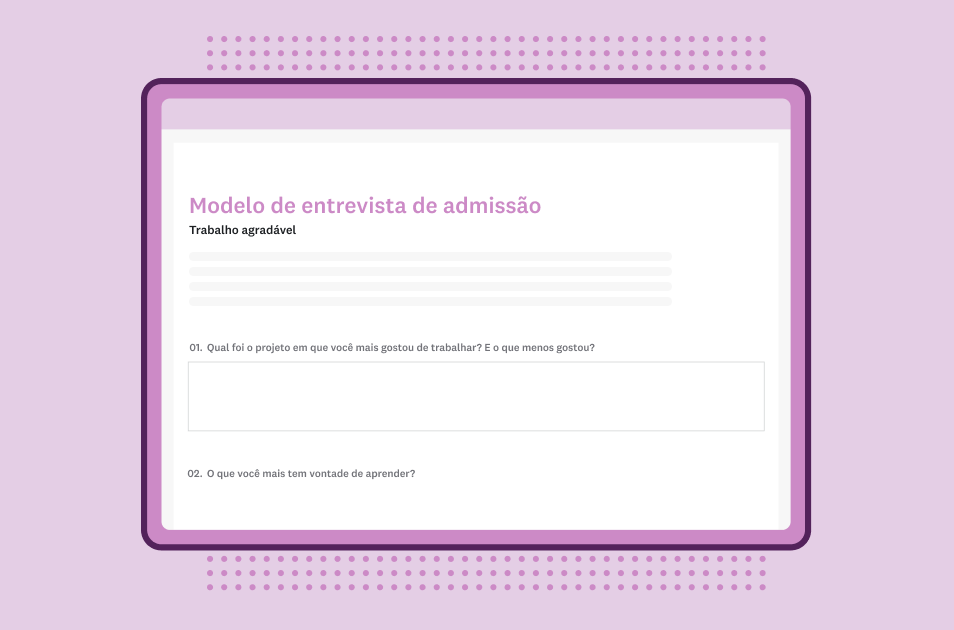 Modelo de pesquisa de entrevista de admissão de colaboradores