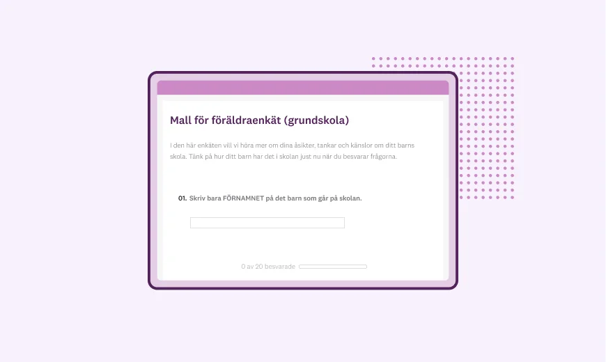 Skärmbild av SurveyMonkeys enkätmall för föräldrar med barn i grundskolan