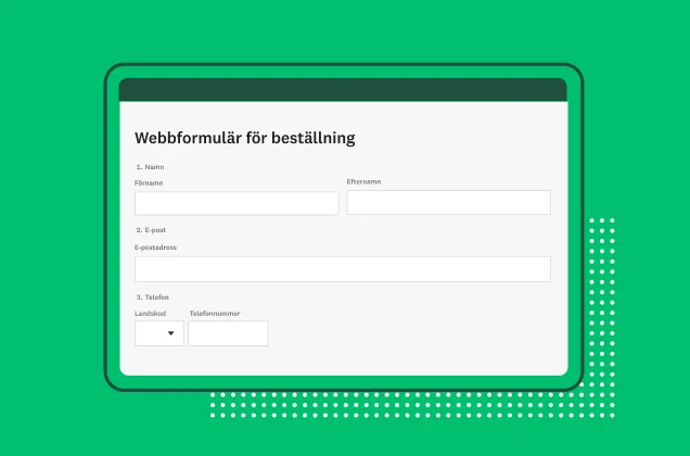 Skärmbild av beställningsformulär online