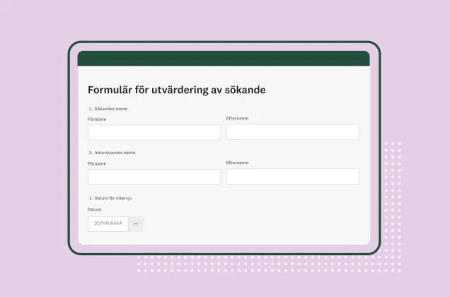 Skärmbild av SurveyMonkeys formulärmall om utvärdering av sökande