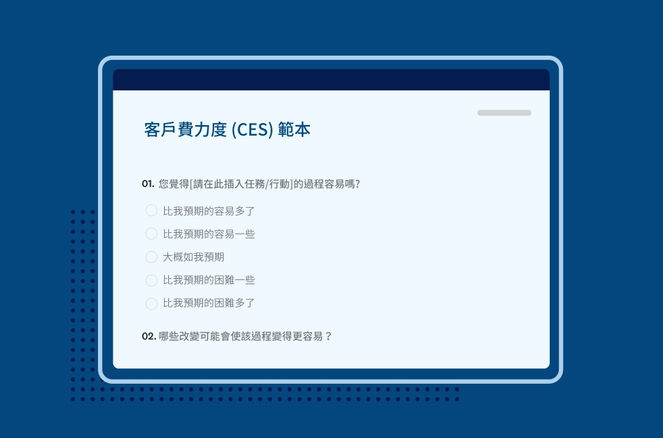 螢幕擷取畫面上呈現 SurveyMonkey CES 調查問卷範本