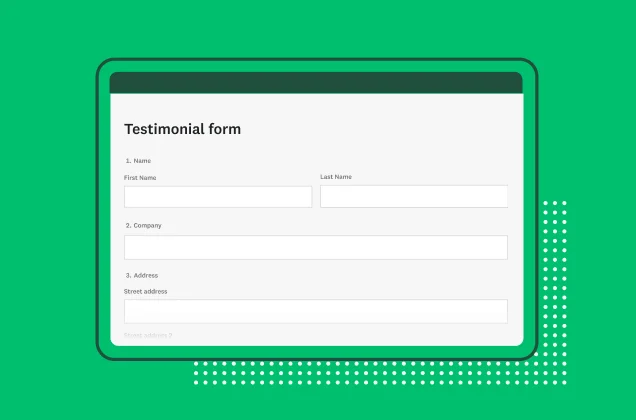 Screenshot of SurveyMonkey testimonial form template