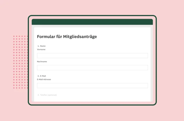 Screenshot einer SurveyMonkey-Formularvorlage für Mitgliedsanträge