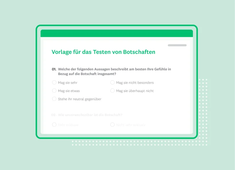 Screenshot einer SurveyMonkey-Vorlage zum Testen von Botschaften