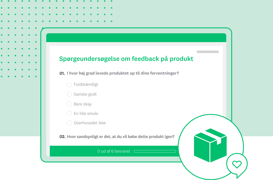 Skærmbillede af skabelon til spørgeundersøgelse om produktfeedback