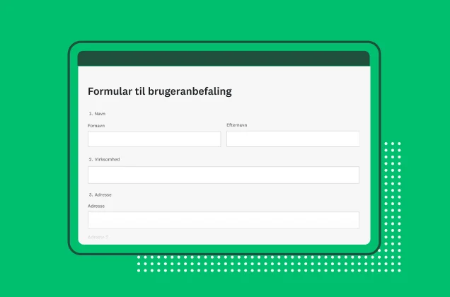 Skærmbillede af SurveyMonkey-skabelon til formular til brugeranbefaling