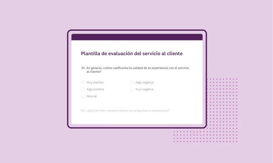 Captura de pantalla de la plantilla de encuesta de SurveyMonkey para opiniones de clientes