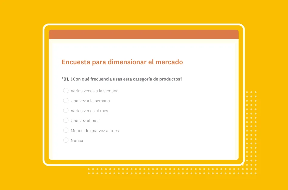 Captura de pantalla de la plantilla de encuesta de SurveyMonkey para dimensionar el mercado