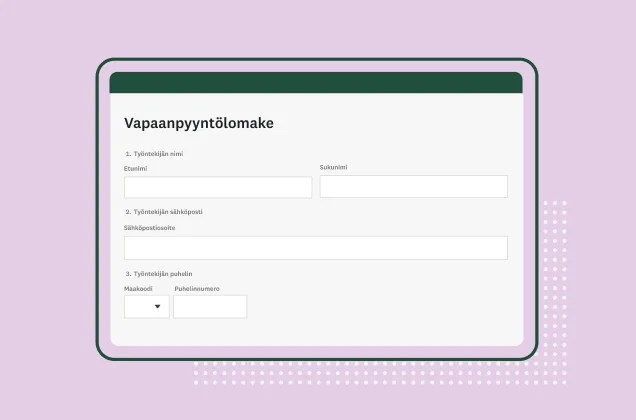 Näyttökuva SurveyMonkeyn vapaanpyyntölomakkeen mallista