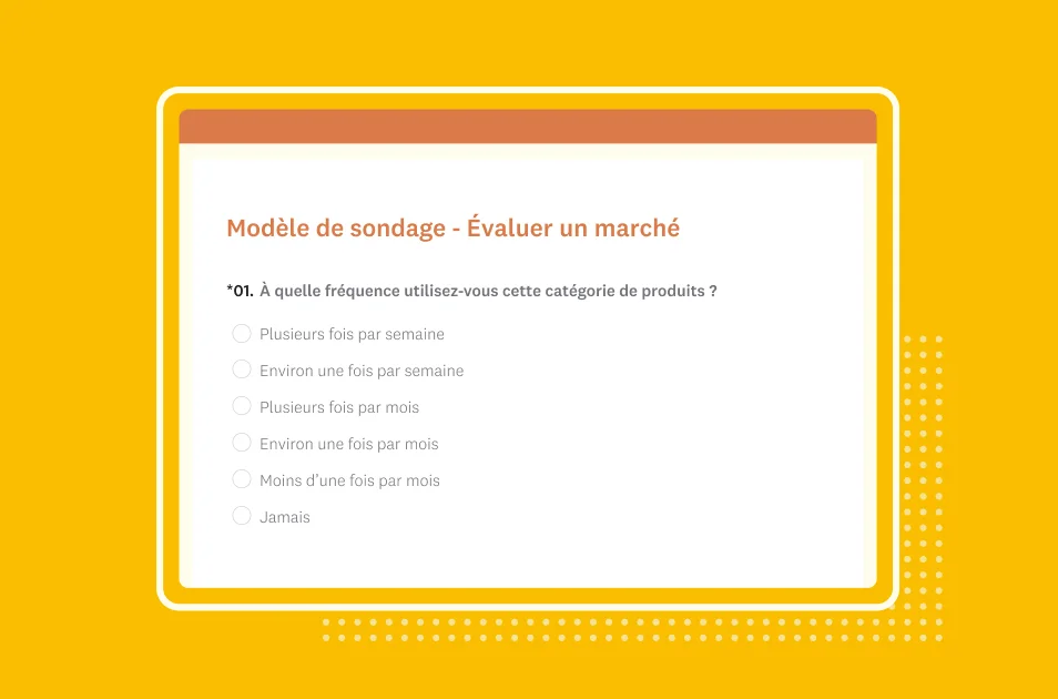 Capture d’écran du modèle de sondage SurveyMonkey sur l’estimation du marché