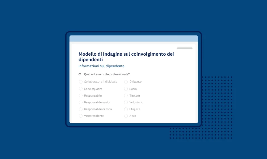 Schermata del modello di indagine sul coinvolgimento dei dipendenti di SurveyMonkey