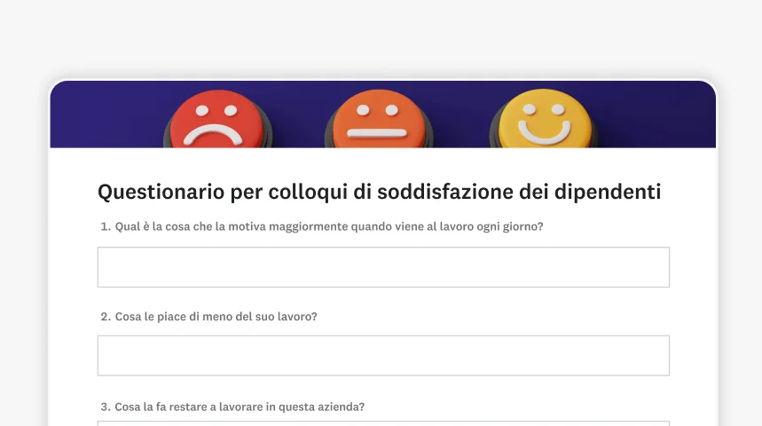 Schermata del modello di questionario per colloqui di soddisfazione dei dipendenti